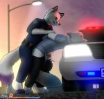  2017 anal anal_knotting anal_penetration animal_genitalia animal_penis anthro arctic_fox balls bent_over brothers canine canine_penis car detailed_background fluffy fluffy_tail fox grabbing_from_behind hands_behind_back incest knotting leto_(letodoesart) letodoesart lying male male/male male_penetrating mammal on_front penetration penis penis_tip police police_brutality police_car precum public questionable_consent reach_around sex sibling side_view tail_between_legs unprofessional_behavior vehicle 