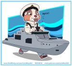  blue_eyes boat brown_eyes brown_fur canine clothing fur hat heterochromia letodoesart male mammal pawpads tongue tongue_out vehicle white_fur 