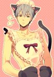  apron cat_ears catboy crossdressing gloves light_hair male male_focus pout 