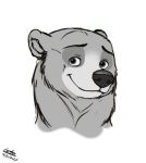  bear black_and_white brother_bear feral fur kenai letodoesart male mammal monochrome smile 