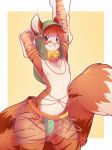  anthro balls clothed clothing crossdressing flaccid girly humanoid_penis looking_at_viewer male mammal navel navel_piercing nipples penis piercing red_panda skimpy smile solo standing suelix thick_thighs translucent transparent_clothing uncut wide_hips 