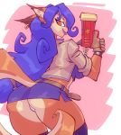  anthro belt bigdad butt canine carmelita_fox clothed clothing female fox gun makeup mammal ranged_weapon sly_cooper_(series) smile solo standing thick_thighs upskirt video_games voluptuous weapon 
