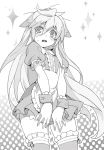  commentary_request dress frills long_hair messy_hair monochrome octoman short_dress short_sleeves solo tearing_up thighhighs 