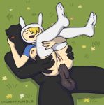  1girl adventure_time anal animal_ears animal_hood animated animated_gif blonde_hair bouncing_breasts bouncing_testicles breasts bunny_ears chelodoy fionna_the_human_girl hetero hood legs_up nipples open_mouth outdoors penis pussy sex shirt_lift smile testicles thigh_grab thighhighs uncensored white_legwear 