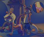  anthro blonde_hair blue_eyes breasts clothing cute daxter erection eyewear female first_person_view fur gloves goggles hair jak_and_daxter legwear male male/female mammal mustelid nipples ottsel panties paws shy smile socks soulcentinel tess_(jak_and_daxter) underwear video_games 