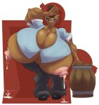  anthro big_breasts breasts capybara clothed clothing female huge_breasts hyper hyper_breasts lactating limitedvision looking_at_viewer mammal muscular muscular_female nipples rodent solo standing 