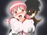  akane_(pokemon) bad_anatomy breasts groping gym_leader kotone_(pokemon) large_breasts multiple_girls nintendo pokemon yuri 