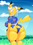  2018 absurd_res anthro big_breasts big_butt breasts butt capcom chun-li cleft_tail clothing cosplay female hi_res huge_butt looking_back mammal nintendo pikachu pok&eacute;mon pok&eacute;mon_(species) rodent smile somescrub street_fighter thick_thighs underwear video_games voluptuous wide_hips 