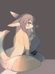  2018 anthro big_butt blue_eyes blush brown_hair butt canine clothing digital_media_(artwork) ear_tuft electrycpynk female food fur_markings hair licking looking_at_viewer looking_back mammal markings open_mouth panties pawpads popsicle signature simple_background solo tongue tongue_out tuft underwear 