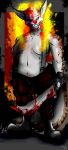  2018 amber_eyes anthro blood boots breasts clothed clothing clown creepy demon design dickgirl digital_drawing_(artwork) digital_media_(artwork) female fire footwear fur gang glowing gore halloween holidays hybrid intersex knife large_female madnessandgiovanni0595 mask monster muscular nude simple_background smile standing sweet_tooth toony topless twisted_metal video_games war weapon white_fur 