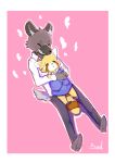  2018 aggressive_retsuko anthro axael clothed clothing digital_media_(artwork) female fur haida hi_res hyena male mammal red_panda retsuko sanrio simple_background 