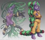  2018 anthro anthrofied clothing equine female friendship_is_magic green_eyes green_hair hair horse lock long_hair loupgarou mammal mane-iac_(mlp) my_little_pony pony prison_uniform prisoner red_eyes skinsuit tight_clothing 