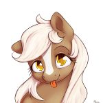  2018 alasou cute epona_(tloz) equine eyelashes female hair headshot_portrait hi_res horse long_hair looking_at_viewer mammal my_little_pony nintendo ponification pony portrait silly simple_background smile solo the_legend_of_zelda tongue tongue_out video_games white_background white_hair yellow_eyes 