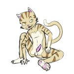  cat colored_sketch cyndiquill200 erection exhibitionism feline fur male mammal nude solo spread_legs spreading striped_fur stripes teenager yellow_eyes yellow_fur young young_man 