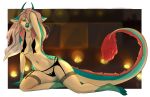  bedroom_eyes blush bow_tie breasts clothing dragon eastern_dragon female firetally hair half-closed_eyes horn invalid_tag legwear lens_flare lingerie long_hair panties pinup pose scales seductive solo stockings underwear whiskers 