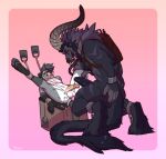  2018 alpha_channel anthro anus beard canine curved_horn digital_media_(artwork) domination duo facial_hair hybrid krampus male male/male male_domination mammal penis rokemi simple_background submissive_male 