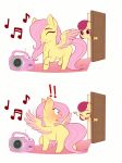  ! &lt;3 2018 animated blush boombox dancing daughter digital_media_(artwork) door duo embarrassed equine evehly eyes_closed feathered_wings feathers female feral fluttershy_(mlp) friendship_is_magic hair hi_res mammal mother mother_and_daughter mrs_shy_(mlp) multicolored_feathers musical_note my_little_pony open_mouth parent pegasus pink_hair smile wings 