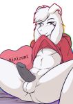  &lt;3 alpha_channel anthro asriel_dreemurr balls bedroom_eyes biting_shirt blush bottomless caprine clothed clothing clothing_lift crackers english_text erection fan_character fangs fur goat grey_penis half-closed_eyes horn humanoid_penis long_ears looking_at_viewer male mammal markings monster navel nude penis presenting presenting_penis rainbow seductive shirt shirt_lift simple_background sitting smile solo spread_legs spreading teeth text transparent_background tuft undertale video_games white_fur 