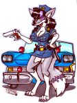  big_breasts breasts canine car female fox foxy_caine mammal officer purple_eyes sketchywolf-13 traditional_media_(artwork) vehicle 