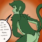 bare_ass bare_bottom beast_boy colored_lines cyndiquill200 garfield_logan green_hair green_skin hair male monkey_tail nude teenager young young_justice 