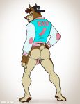  anthro bulge butt canine clothing dog drew_dubsky jockstrap kihu male mammal solo underwear 