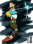  1girl ball_gag bdsm blonde_hair blue_eyes bondage clothed leash navi nintendo princess_zelda rook_(artist) rope the_legend_of_zelda the_legend_of_zelda:_breath_of_the_wild the_legend_of_zelda:_ocarina_of_time 