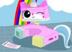  anus butt female lego looking_at_viewer low_res one_eye_closed pussy solo the_lego_movie unikitty unknown_artist wink 