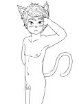  animal_humanoid cat cat_ears_(disambiguation) cat_humanoid cat_tail cyndiquill200 fan_character feline humanoid invalid_tag line_art male mammal nude penis pinup pose zeo 