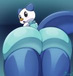  2018 absurd_res ambiguous_gender big_butt blush butt digital_drawing_(artwork) digital_media_(artwork) fur gradient_background hi_res huge_butt looking_at_viewer looking_back mammal miso_souperstar nintendo nude open_mouth oshawott pok&eacute;mon pok&eacute;mon_(species) rear_view simple_background solo thick_thighs tongue video_games wide_hips 