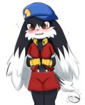  anthro blush breasts cat clothed clothing digital_media_(artwork) feline female fur gender_bending gloves hat hi_res klonoa klonoa_(series) long_ears looking_at_viewer mammal open_mouth papilrux shy simple_background sketch solo video_games yellow_eyes 