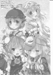  absurdres animal_ears bandaged_arm bandages bow bowtie buttons comic cover cover_page double_bun double_v doujin_cover dress flower greyscale hat hata_no_kokoro highres ibaraki_kasen kapuchii long_hair long_sleeves mask mask_on_head mob_cap monochrome multiple_girls mystia_lorelei plaid plaid_shirt saigyouji_yuyuko shirt short_hair short_sleeves tabard touhou translated triangular_headpiece v vest wings 