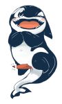  2015 anthro blush censored cetacean doneru erection hi_res male mammal marine one_eye_closed orca penis smile solo tongue whale wink 