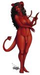  big_breasts black_hair blue_eyes breasts demon dickgirl disturbia foreskin hair horn humanoid intersex long_hair mammal nipples not_furry nude red_skin solo spade_tail succubus 