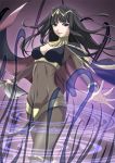  black_hair blue_eyes bodysuit bracelet breasts cape cleavage commentary_request covered_navel fire_emblem fire_emblem:_kakusei hair_ornament highres jewelry kakiko210 long_hair looking_at_viewer magic medium_breasts solo tharja two_side_up 
