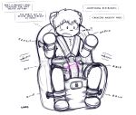  &lt;3 &lt;3_eyes absurd_res anthro blush bound cat cub diaper feline fully_bound harness hi_res infantilism line_art ludis-luteo male mammal simple_background sitting solo surprise white_background young 