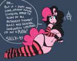  2015 anthro anthrofied arm_warmers armwear big_breasts breasts clothed clothing collar digital_media_(artwork) earth_pony english_text equine female friendship_is_magic horse hugtastic_pinkie_pie legwear mammal midriff my_little_pony navel panties pinkie_pie_(mlp) pony skimpy solo somescrub stockings striped_armwear striped_legwear stripes text under_boob underwear 