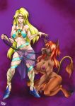  2013 abstract_background anthro bdsm blonde_hair breasts brown_hair clothed clothing comic domination duo equine female female_domination hair horse human kneeling long_hair mammal nipples nude open_mouth post_transformation reins skimpy turtlechan 