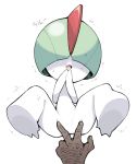  gen_3_pokemon minashirazu open_mouth pokemon pokemon_(creature) ralts solo_focus sweat trembling white_background wrinkles 