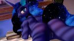  3d_(artwork) anthro anus bed blue_eyes book butt collar digital_media_(artwork) doctor-sfm equine female flower friendship_is_magic hair horn horse lipstick makeup mammal my_little_pony nude plant pony princess_luna_(mlp) seductive solo source_filmmaker 