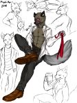  aggressive_retsuko clothed clothing haida hyena male mammal muscular nipples open_shirt sanrio ミユキーアヤー_(artist) 