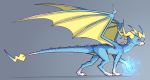  2017 claws digital_media_(artwork) dragon feral horn icelectricspyro male membranous_wings scalie smile solo standing western_dragon wings yellow_eyes 