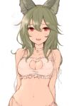  animal_ears bangs bell bell_choker blush bra breasts cat_cutout cat_ears cat_lingerie choker cleavage cleavage_cutout erune fang frilled_bra frills granblue_fantasy hair_between_eyes highres koretsuki_azuma long_hair looking_at_viewer medium_breasts meme_attire navel open_mouth panties red_eyes sen_(granblue_fantasy) side-tie_panties simple_background sketch smile solo stomach underwear underwear_only white_bra white_panties 