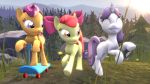  16:9 3d_(artwork) amber_eyes apple_bloom_(mlp) cub cute cutie_mark_crusaders_(mlp) digital_media_(artwork) earth_pony equine eyes_closed feathered_wings feathers female feral friendship_is_magic garry&#039;s_mod group hair horn horse mammal multicolored_hair my_little_pony mynokiarules nude orange_feathers outside pegasus pony purple_eyes purple_hair red_hair scootaloo_(mlp) scooter smile sweetie_belle_(mlp) tree two_tone_hair unicorn wings young 