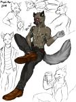  aggressive_retsuko clothed clothing haida hyena male mammal muscular sanrio topless ミユキーアヤー_(artist) 