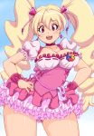  :d blush bow breasts choker cleavage collarbone cowboy_shot cure_peach dress earrings fresh_precure! hair_ornament hands_on_hips heart heart_hair_ornament highres jewelry kihaiu large_breasts legs_apart long_hair looking_at_viewer magical_girl momozono_love open_mouth pink_bow pink_choker pink_dress pouch precure puffy_short_sleeves puffy_sleeves ribbon-trimmed_clothes ribbon-trimmed_dress ribbon_trim short_dress short_sleeves smile solo standing teeth thighs twintails very_long_hair wristband 