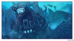  2018 anthro clothing darbaras detailed_background digital_media_(artwork) discardingsabot diver equipment fin fish flag flashlight furgonomics gear gun hoses male marine mask patch_(disambiguation) ranged_weapon rangefinder rebreather rifle rock sabot_sauer scalie shark sling submarine tubes underwater vehicle water weapon wetsuit wreckage 