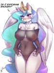  2018 ? absurd_res anthro anthrofied areola big_breasts blush breasts chest_tuft clothed clothing crown dialogue english_text equine erect_nipples exposed_breasts eyebrows eyelashes feathered_wings feathers female friendship_is_magic fur gradient_hair hair hi_res horn inner_ear_fluff looking_at_viewer mammal mrscurlystyles multicolored_hair my_little_pony nipples portrait princess_celestia_(mlp) purple_eyes rainbow_hair signature simple_background solo sparkles standing text thick_thighs three-quarter_portrait translucent transparent_clothing tuft white_background white_feathers winged_unicorn wings 