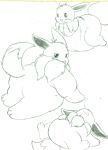  &lt;3 ambiguous_gender bunearyk butt canine eevee hi_res mammal monochrome nintendo overweight pok&eacute;mon pok&eacute;mon_(species) sketch slightly_chubby smile solo tongue video_games 