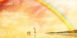  bad_id bad_pixiv_id cloud cloudy_sky copyright_request harada_miyuki highres light_rays orange_sky outdoors rainbow scenery silhouette sky umbrella 