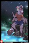  anthro azaleesh clothed clothing female firefly kittenkeiko night pond snow_leopard 